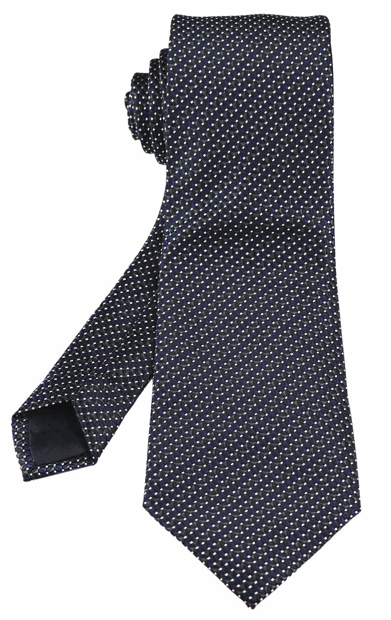 Ctskyte Men's Black Navy Blue Patterned Silk Ties Classic Ribbed Designer Luxury Necktie - Image 3